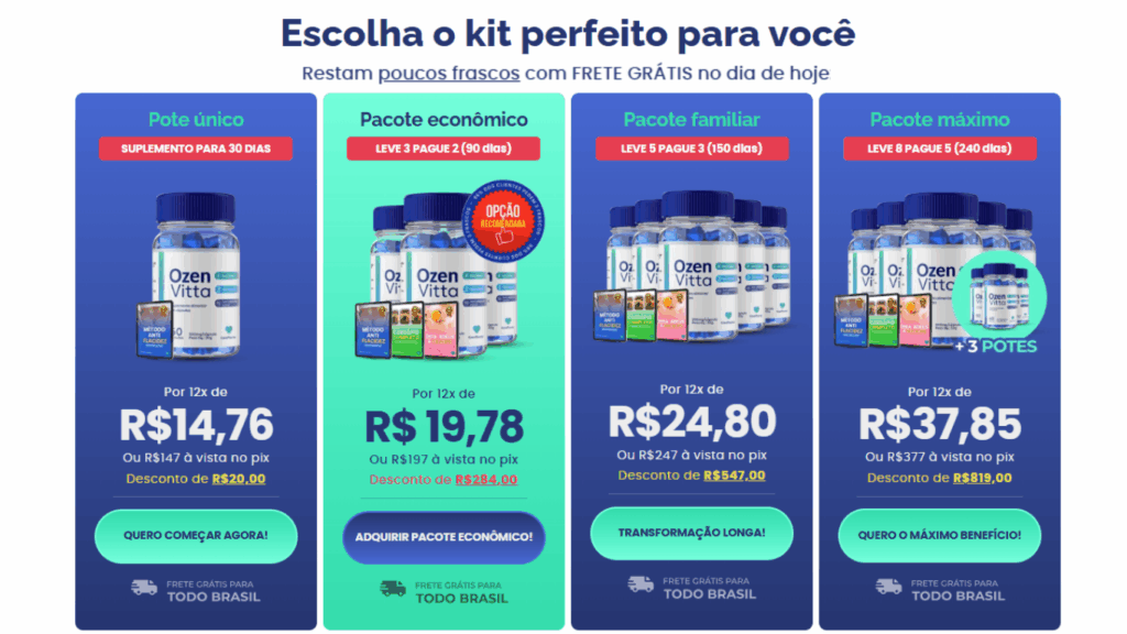 Suplemento vitamínico Ozenvitta em embalagem original